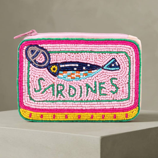 Beaded Sardines Tin Novelty Coin Pouch