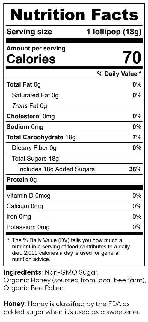 Honey Bee Pollen Lollipops - 1.7"