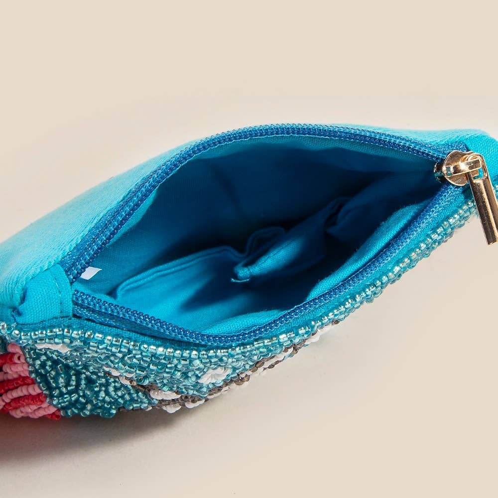 Seed Beaded Sea Life Coin Purse