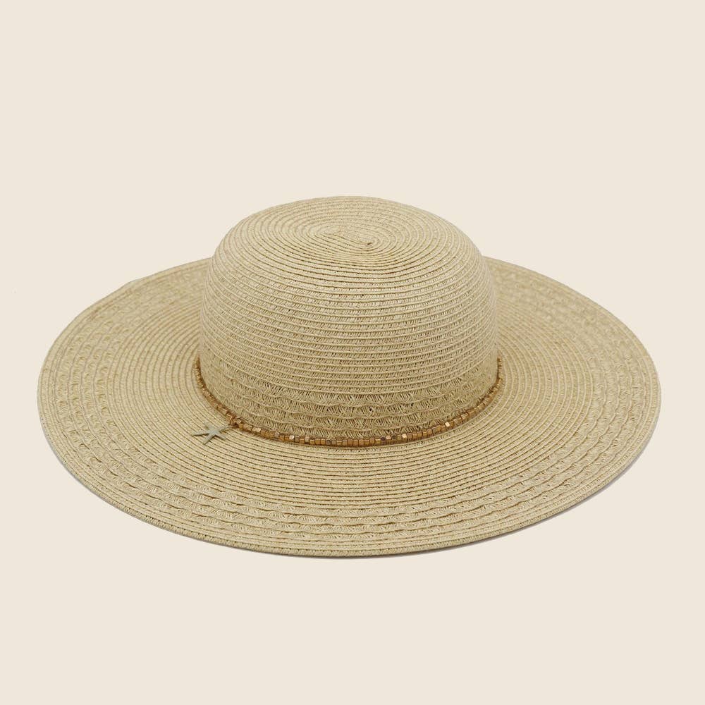 Starfish Charm Wide Brim Straw Sun Hat