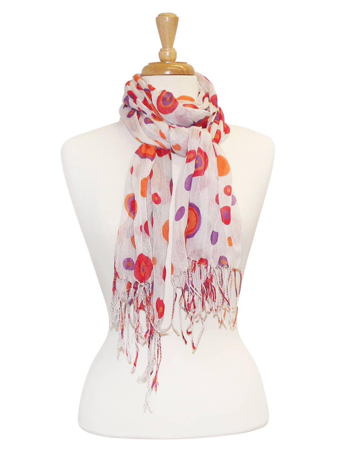 Bullseye Dots Fringed Scarf – Colorful Lightweight Accessory