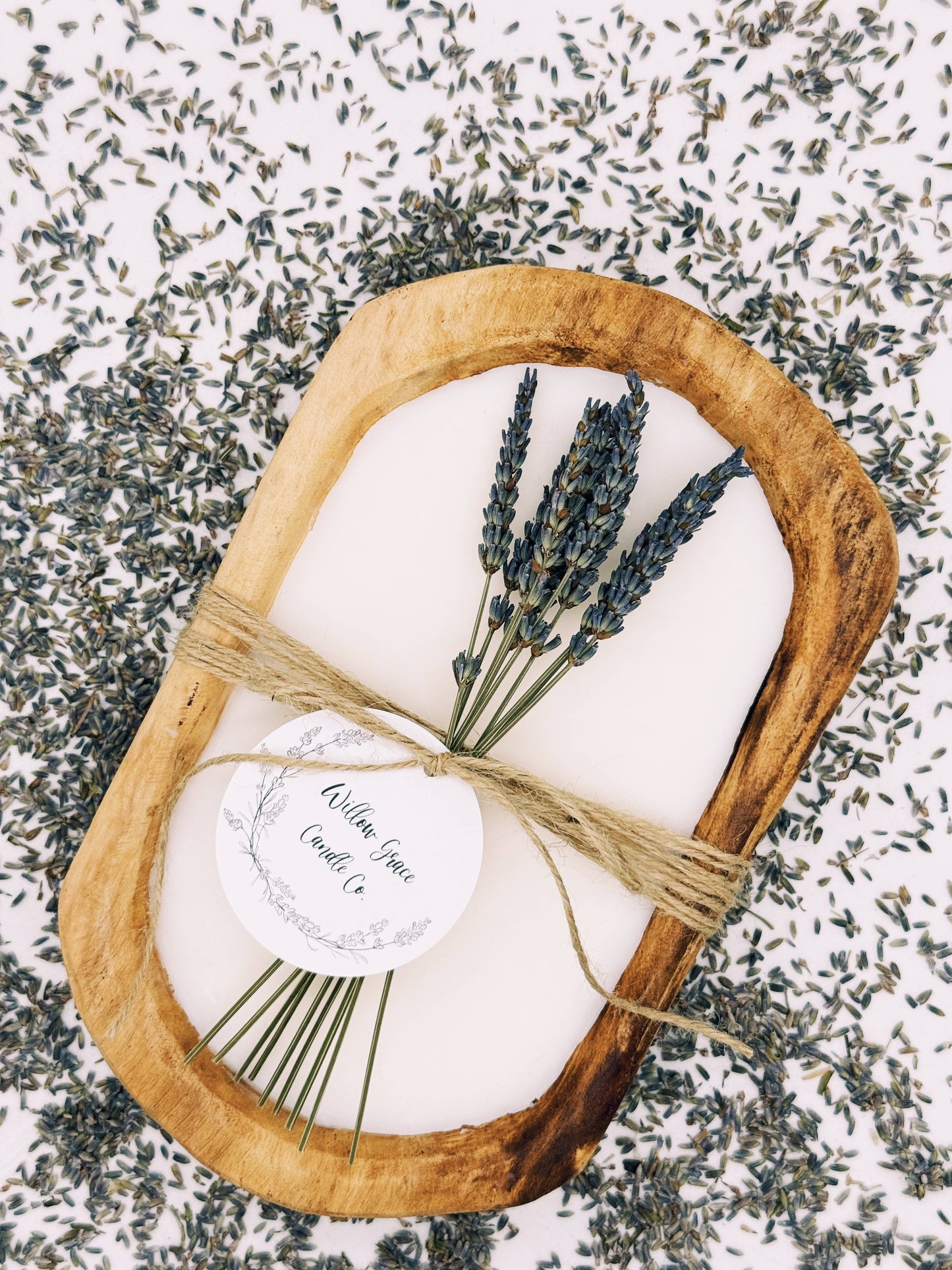 Un-stained Petite Dough Candle: Dried Eucalyptus / Sweet Vanilla