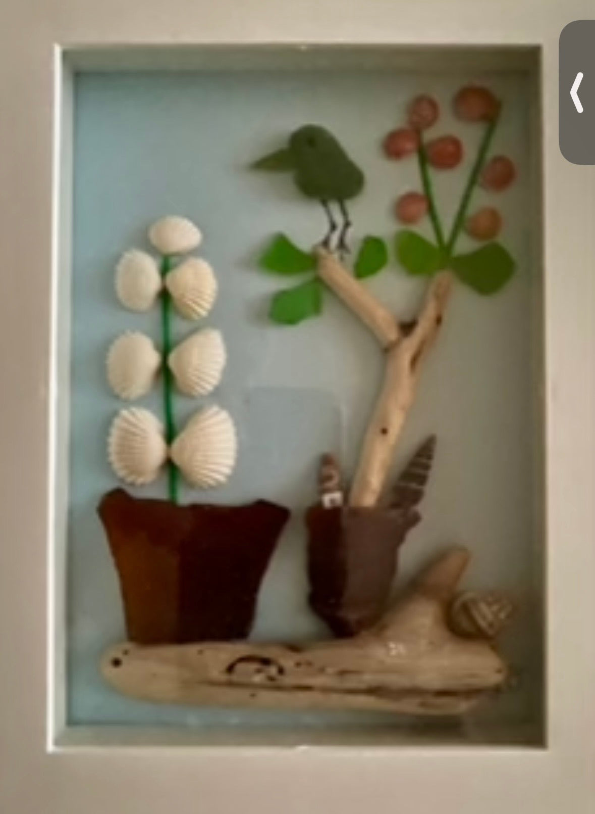 Sea Glass Framed Art - Bird on Tree