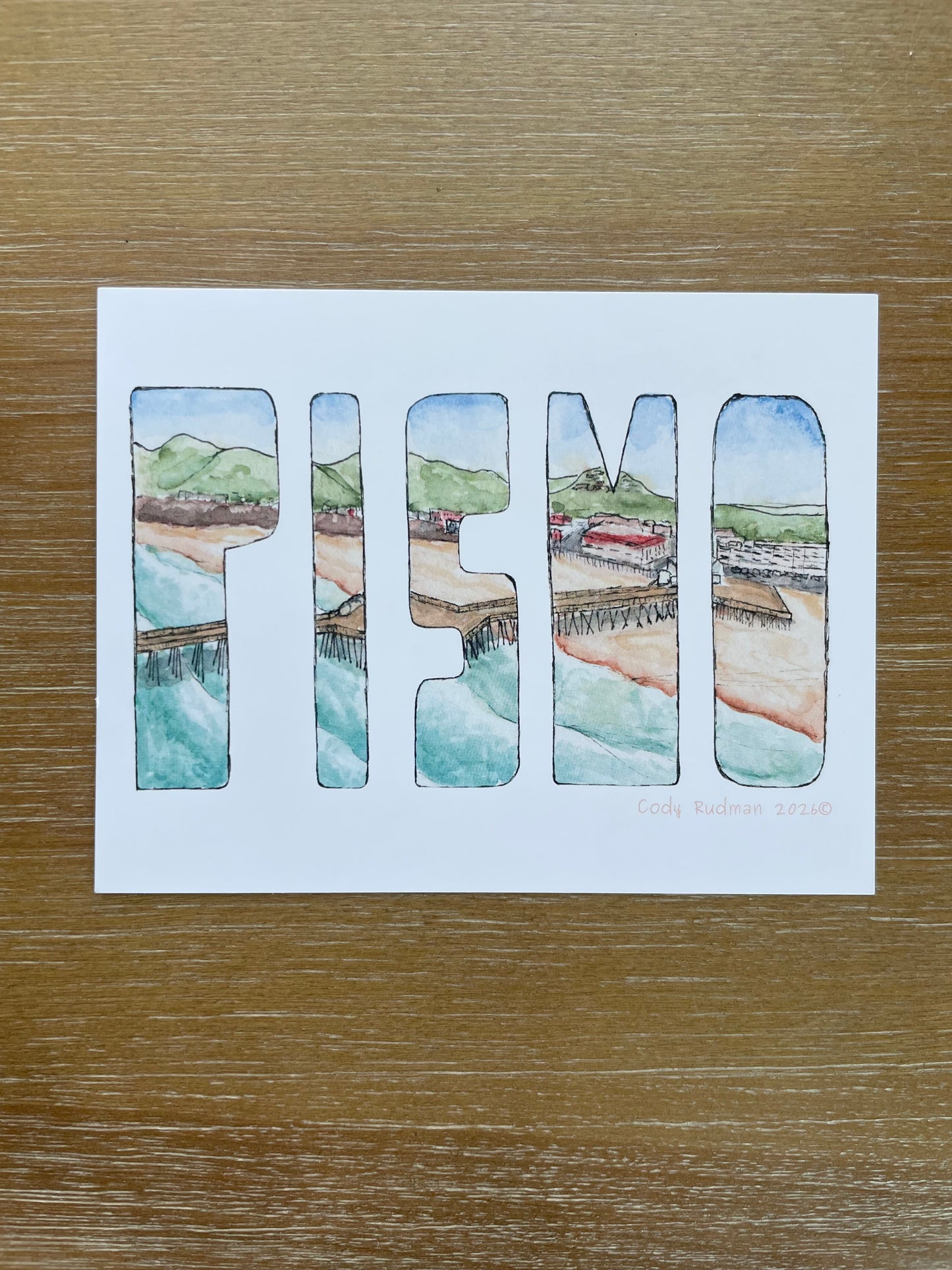 Pismo Postcard Watercolor - Local Artist Print