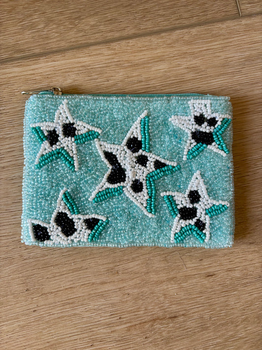 Cow Print Star Beaded Coin Purse