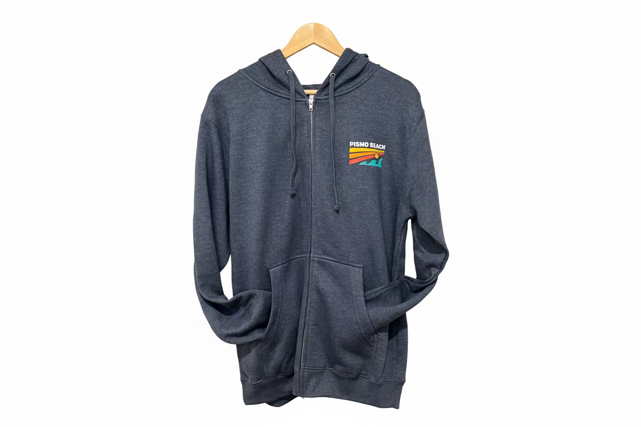 Pismo Beach Sky Wave Terry Zip Up Hoodie - Navy