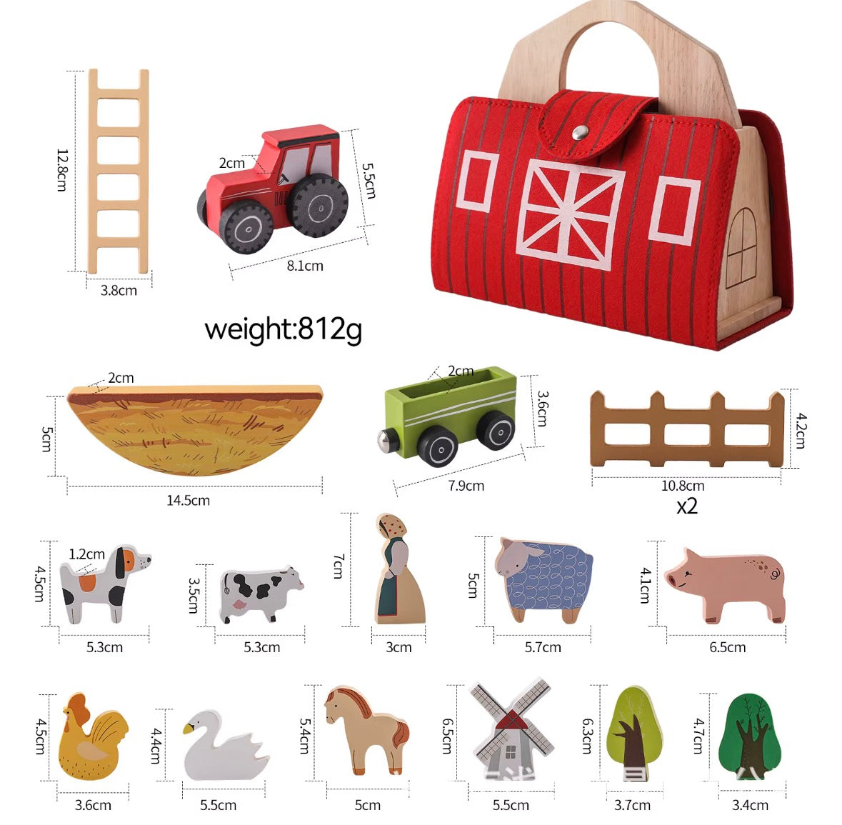 Wooden Farm Toy Set - Montessori Inspired