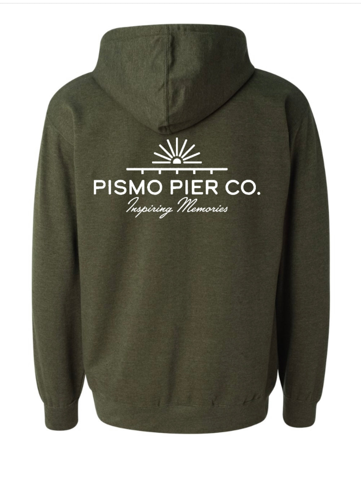 Pismo Pier Co. Midweight Hoodie – Heather Army Green Coastal California Fleece Sweatshirt