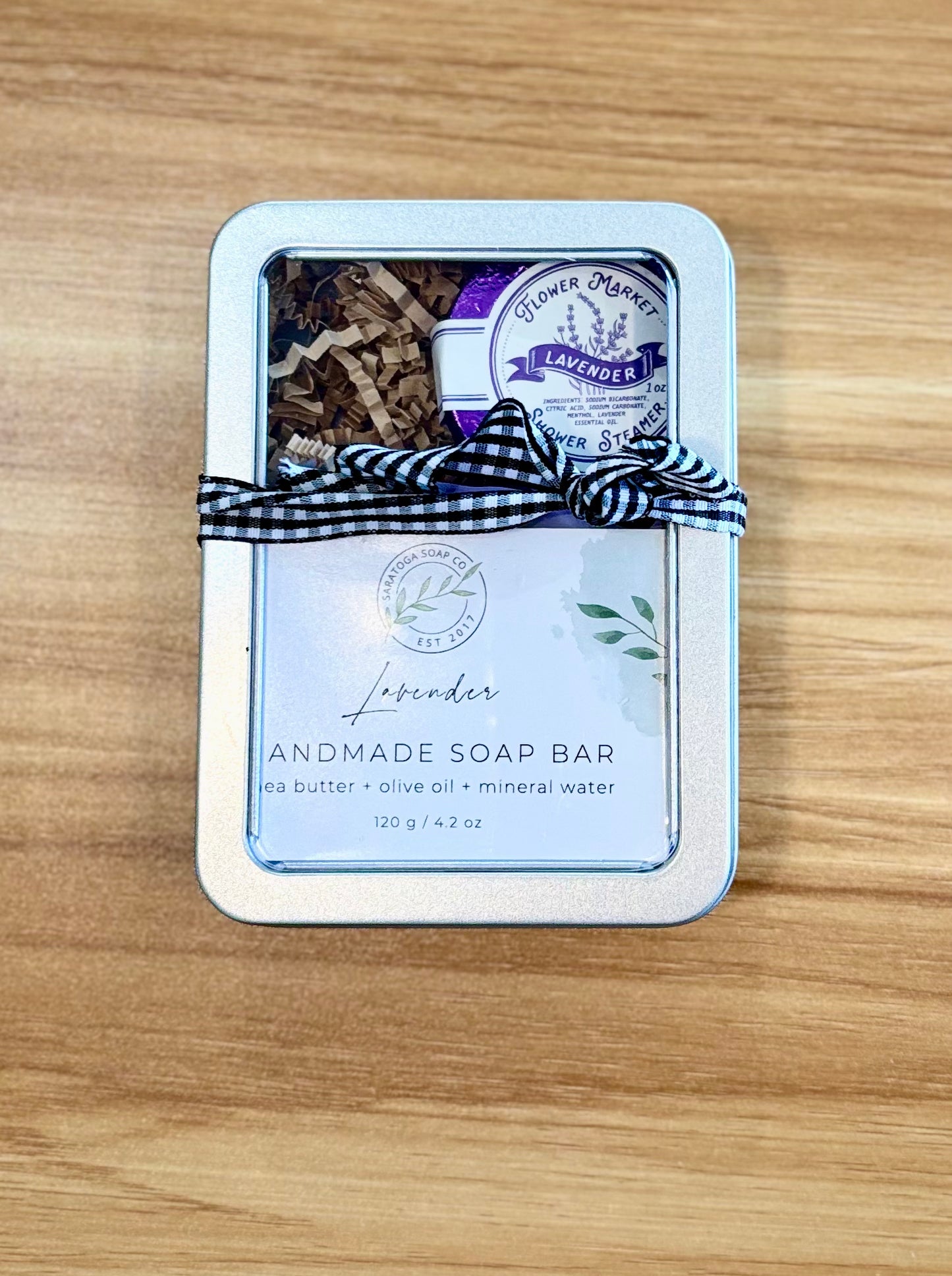 Handmade Soap & Shower Steamer Gift Set in Decorative Tin