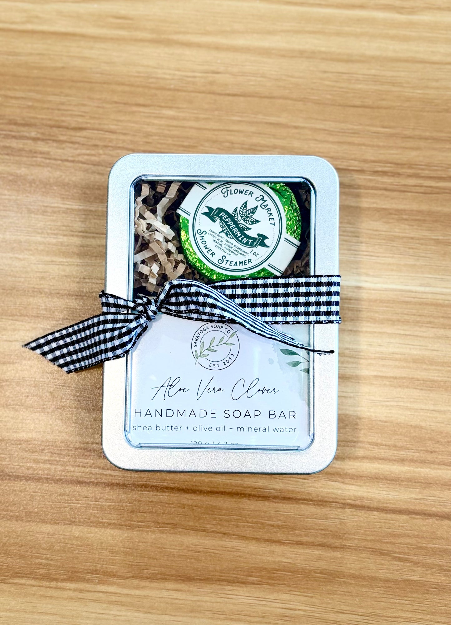Handmade Soap & Shower Steamer Gift Set in Decorative Tin