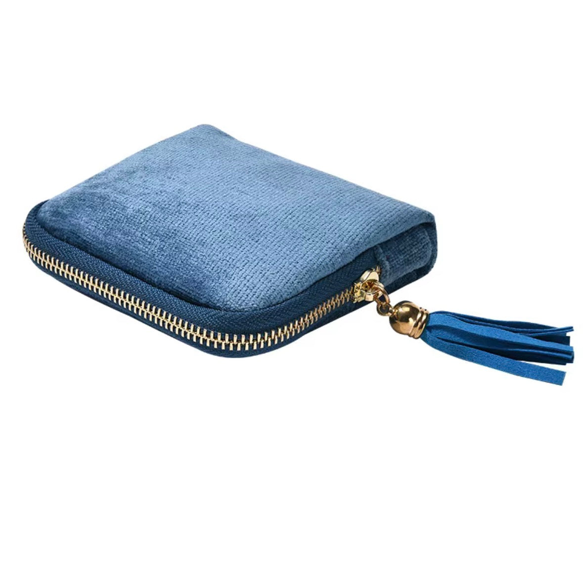 Velvet Travel Jewelry Organizer with Zipper and Tassel