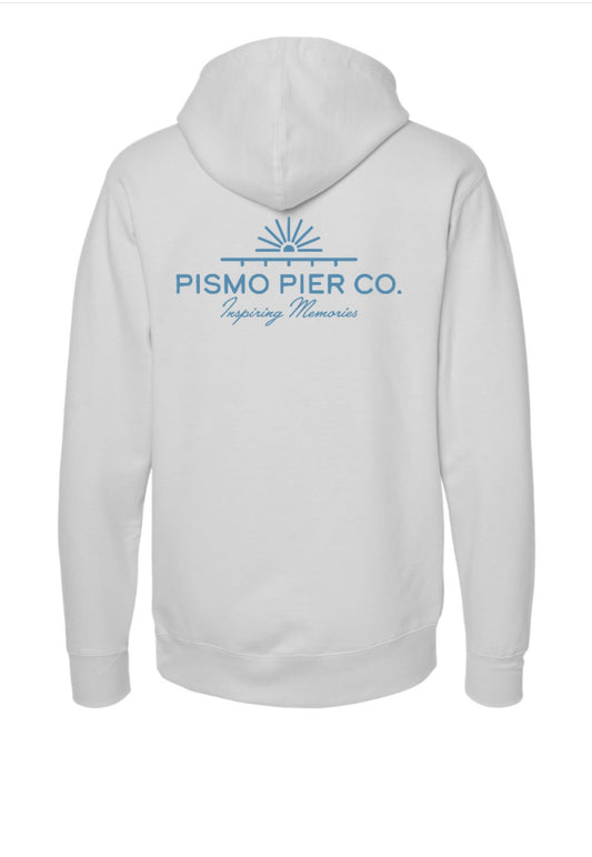 Pismo Pier Co. Midweight Hoodie – Smoke White Coastal California Fleece Sweatshirt