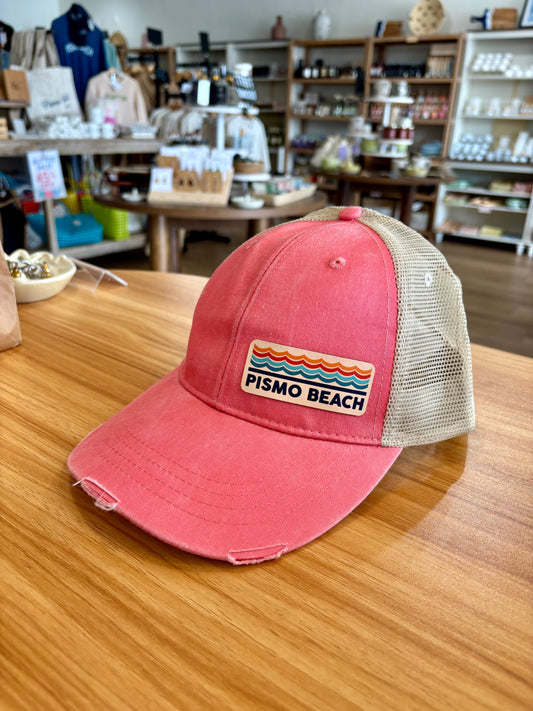 Pismo Retro Wave Leather Patch Hat - Coral