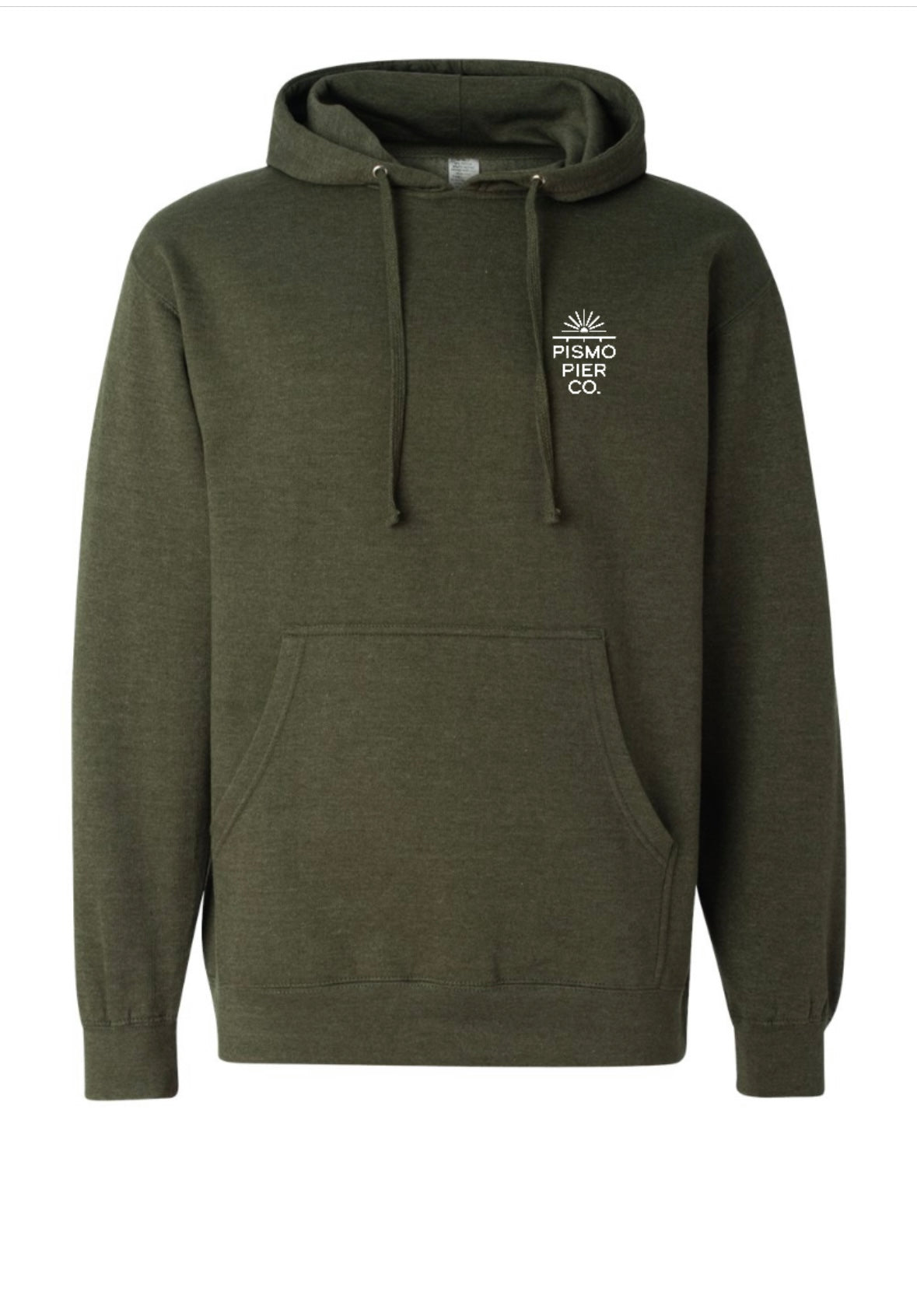 Pismo Pier Co. Midweight Hoodie – Heather Army Green Coastal California Fleece Sweatshirt