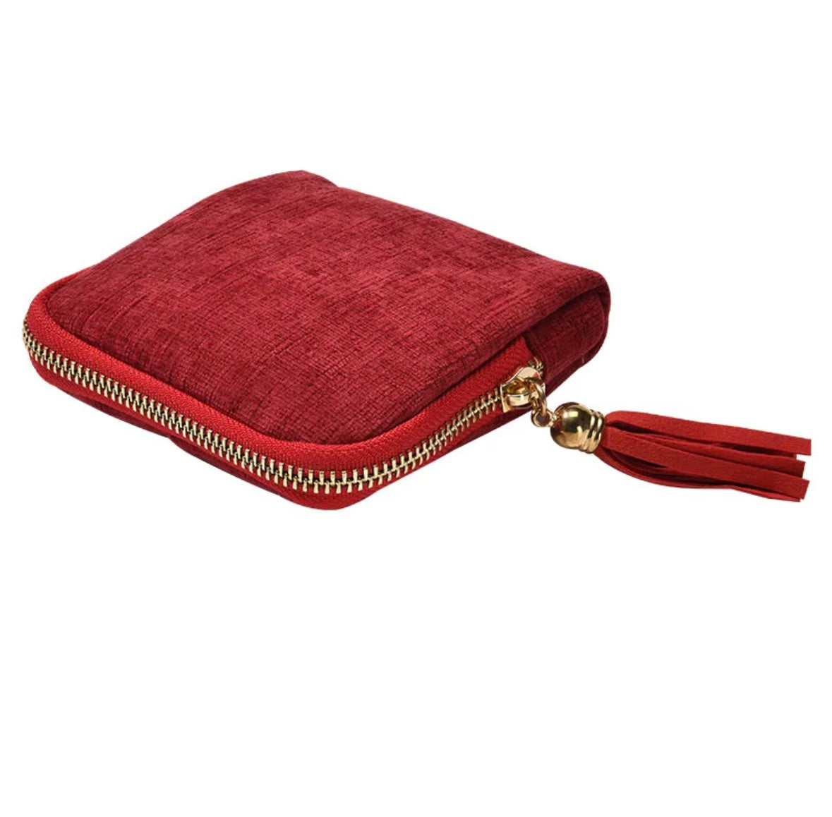 Velvet Travel Jewelry Organizer with Zipper and Tassel