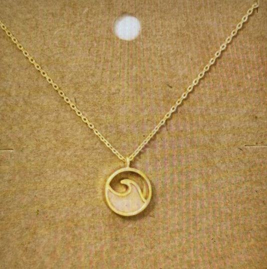 Round Wave Coin Pendant Pink