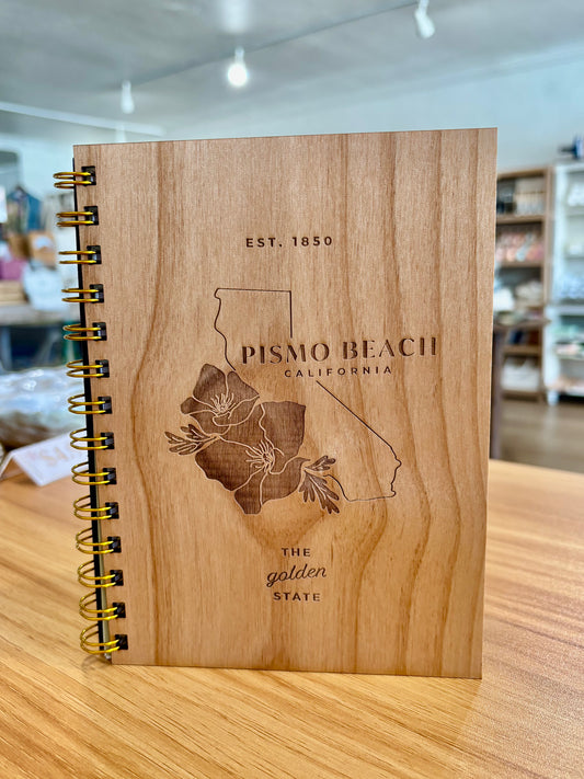 Pismo Beach Vintage Floral Wood Journal