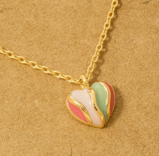 Gold Dipped Rainbow Heart Necklace