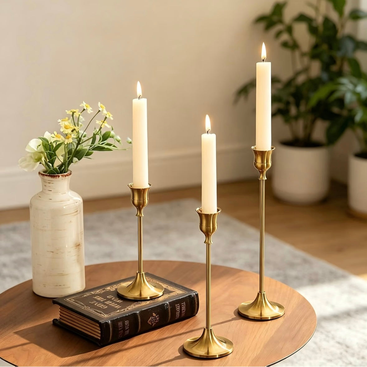 Brushed Gold Taper Candle Holders