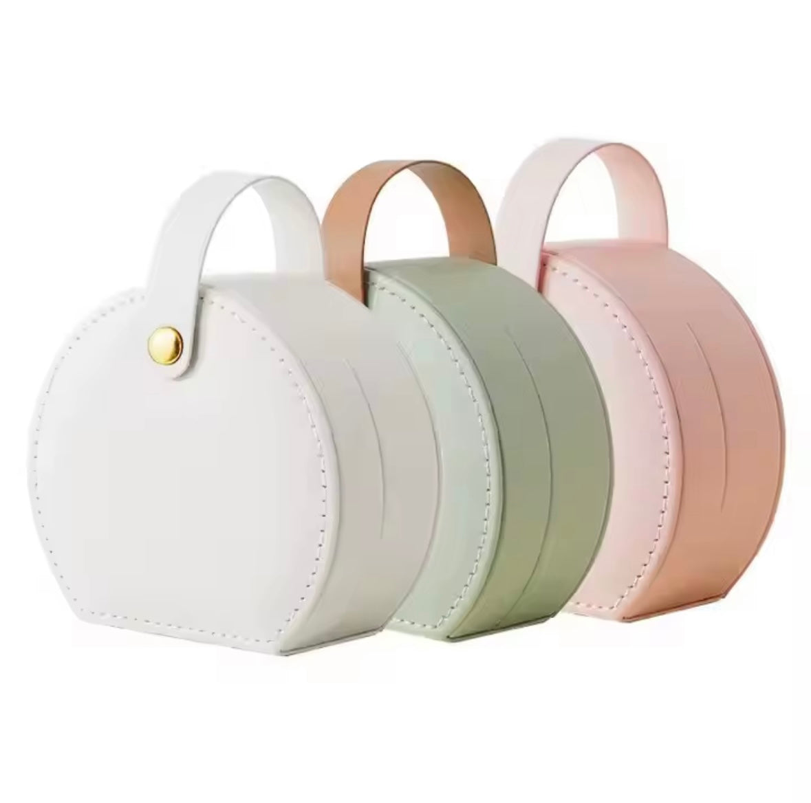 Round Travel Jewelry Case with Handle