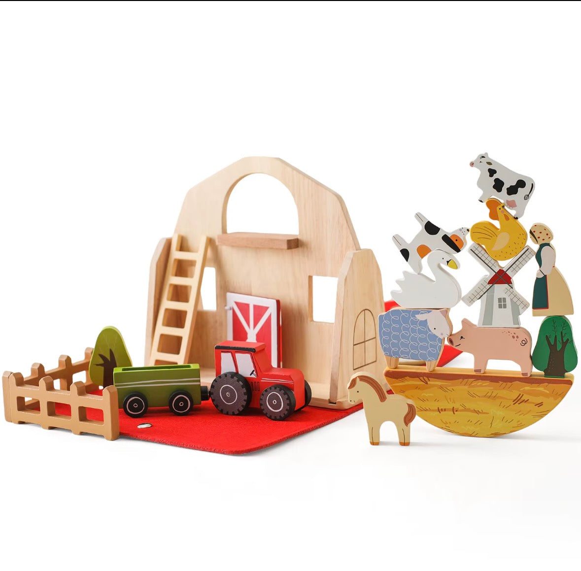 Wooden Farm Toy Set - Montessori Inspired