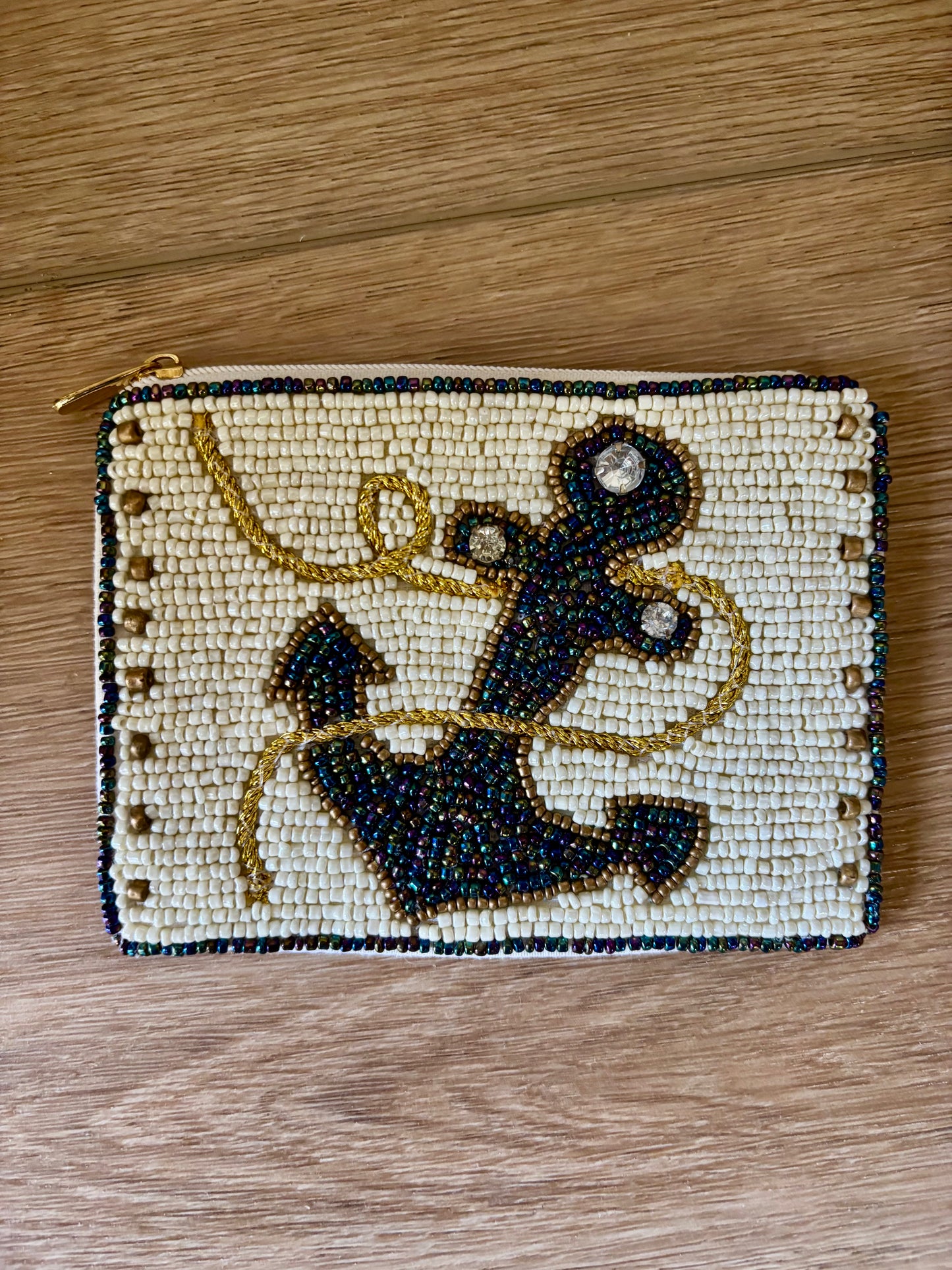 Anchor Beaded Coin Purse