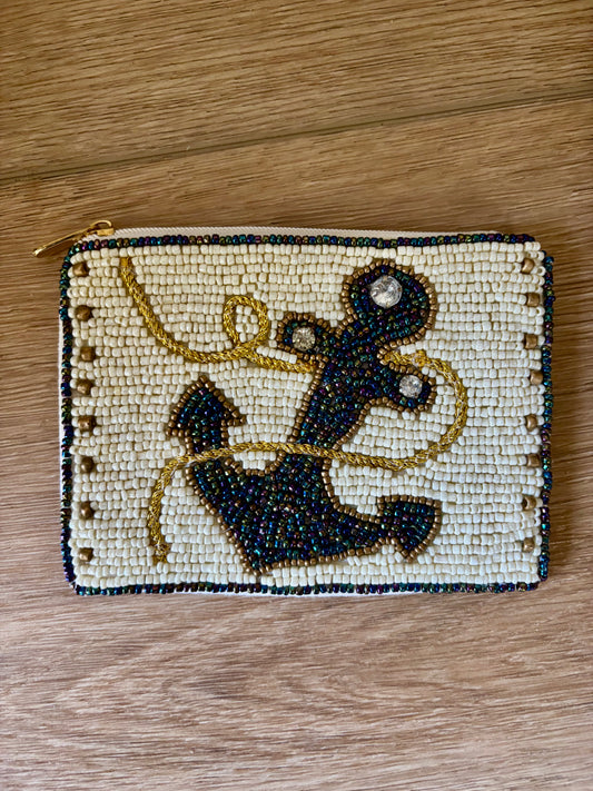 Anchor Beaded Coin Purse