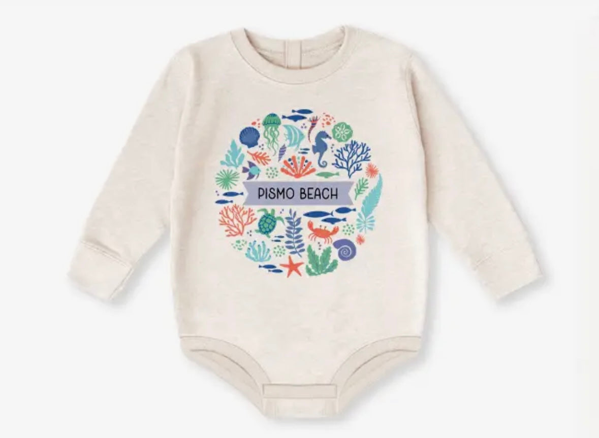 Pismo Beach Coastal Ocean Fleece LS Romper