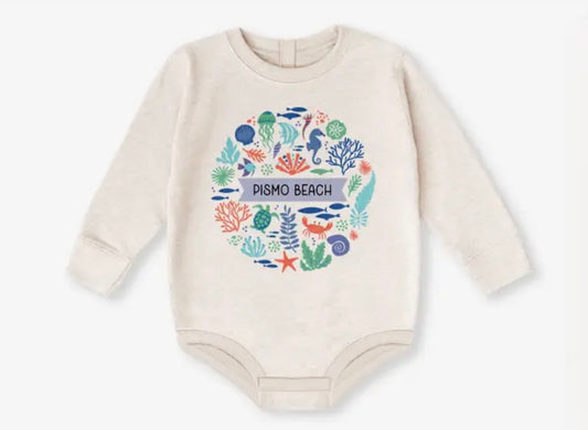 Pismo Beach Coastal Ocean Fleece LS Romper