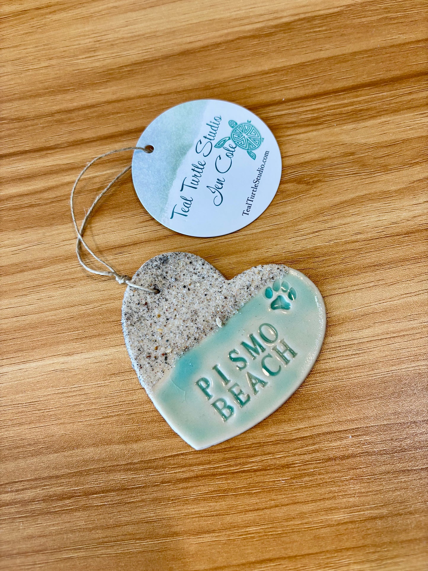 Custom Sandy Pet Lover Beach Heart with Pawprint