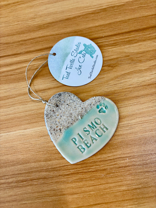 Custom Sandy Pet Lover Beach Heart with Pawprint