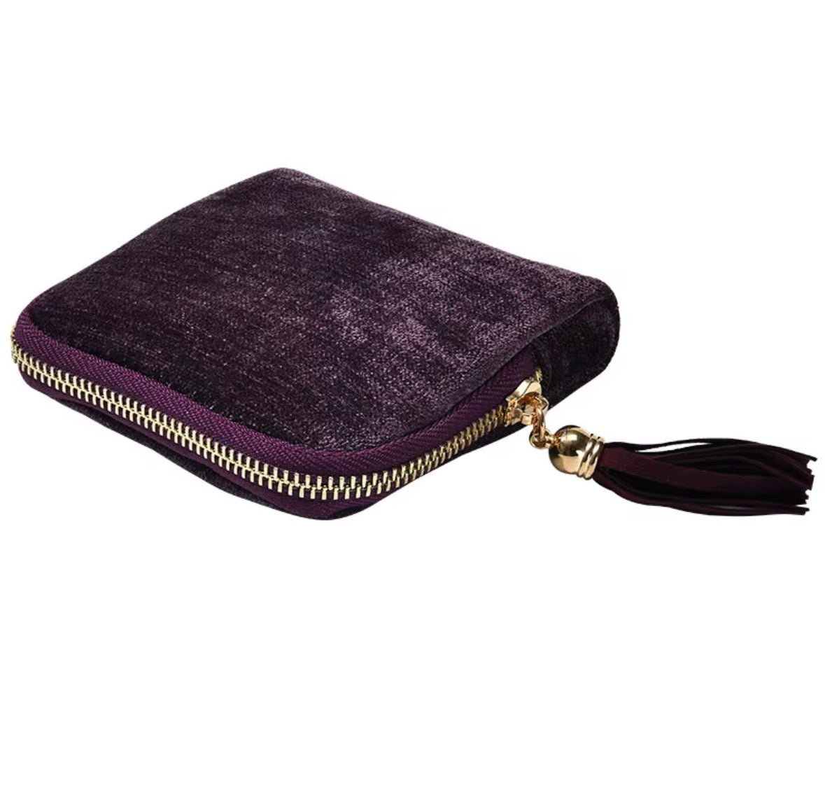 Velvet Travel Jewelry Organizer with Zipper and Tassel