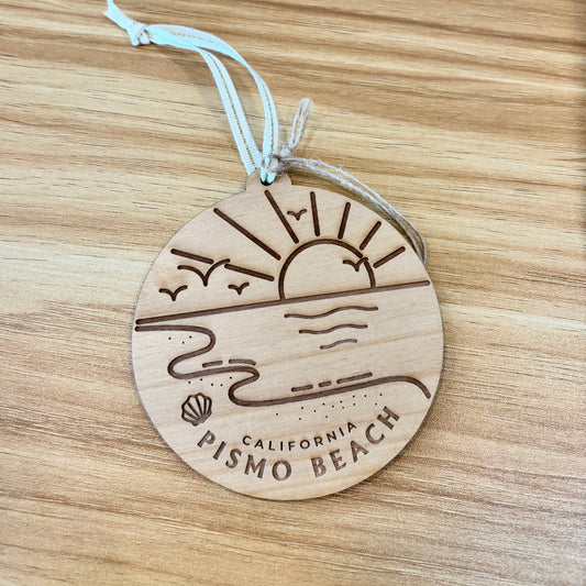 Pismo Beach Destination Wood Ornament, Made in California