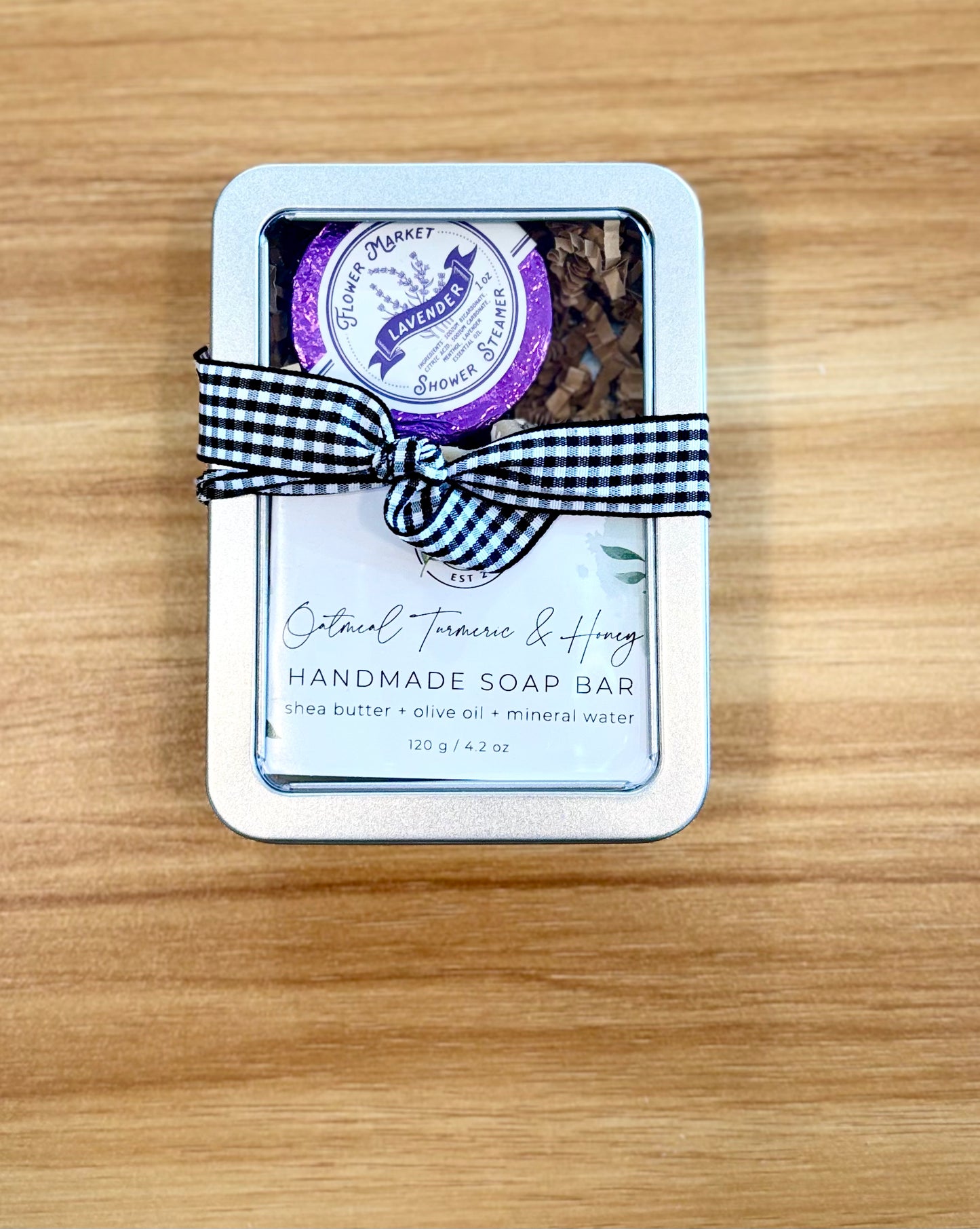 Handmade Soap & Shower Steamer Gift Set in Decorative Tin