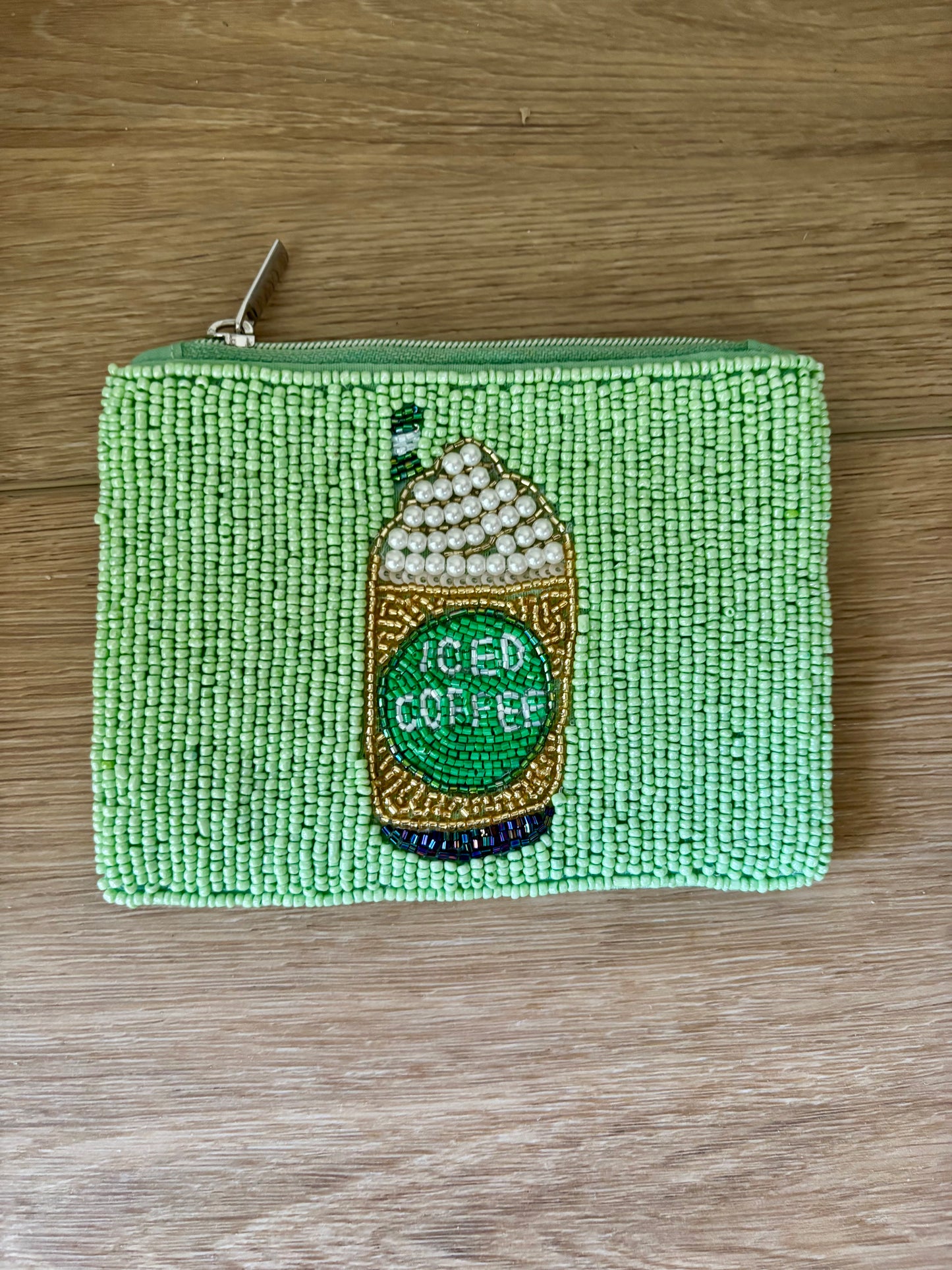 Iced Coffee Beaded Coin Purse