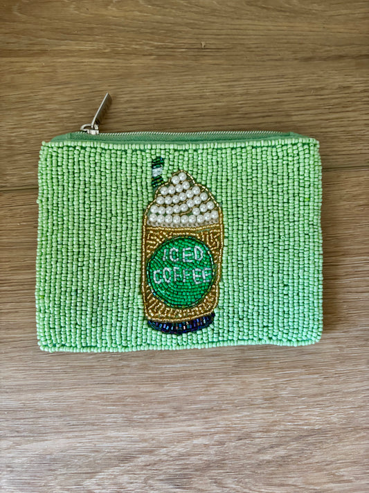Iced Coffee Beaded Coin Purse
