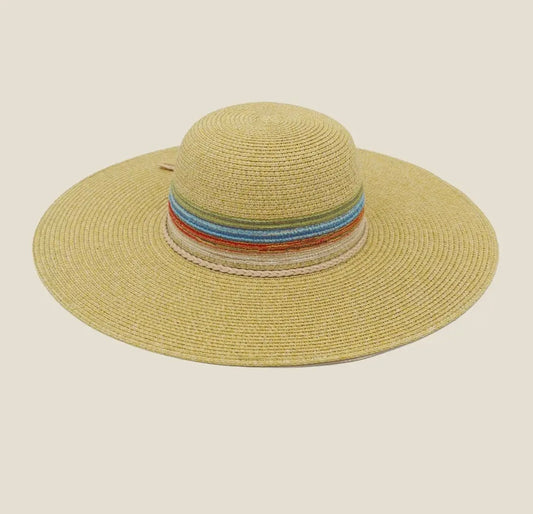 Wide Brim Multi Stripe Sun Hat