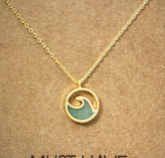 Round Wave Coin Pendant Mint