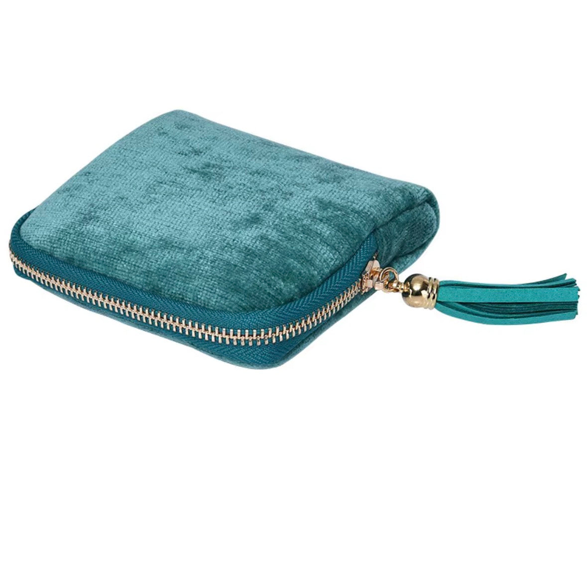 Velvet Travel Jewelry Organizer with Zipper and Tassel