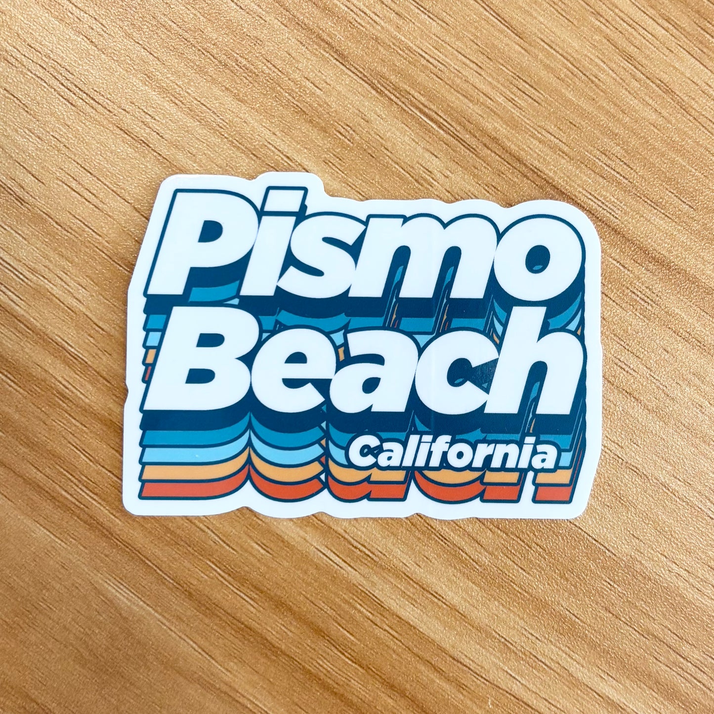 Pismo Beach Retro Shadow Souvenir Sticker