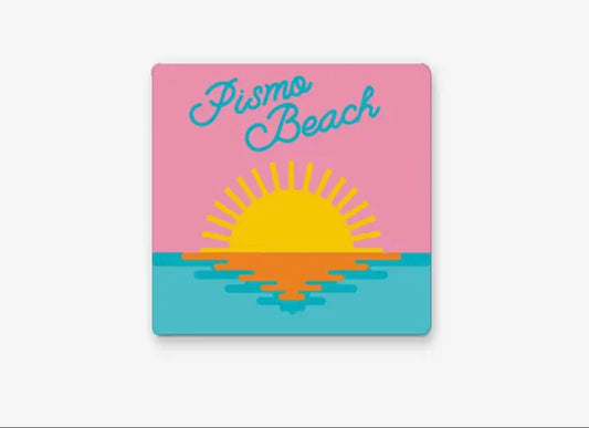 Pismo Beach Metal Magnet - Reflecting Sun View