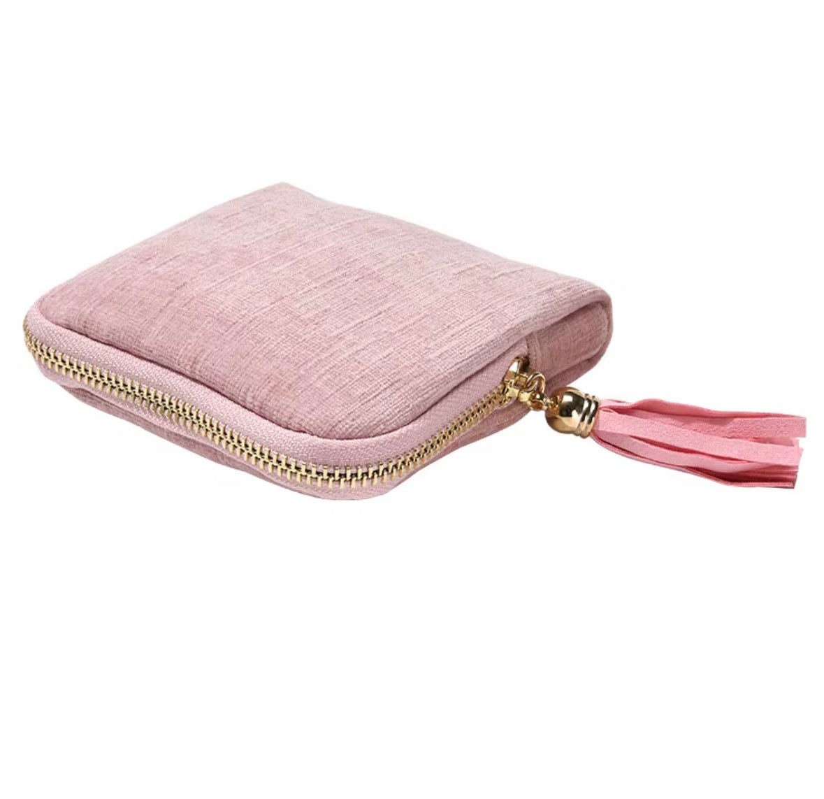 Velvet Travel Jewelry Organizer with Zipper and Tassel