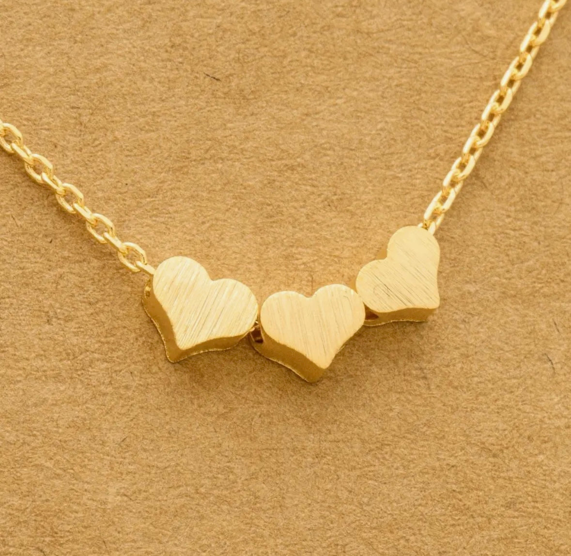 Three Dainty Hearts Necklace - Gold