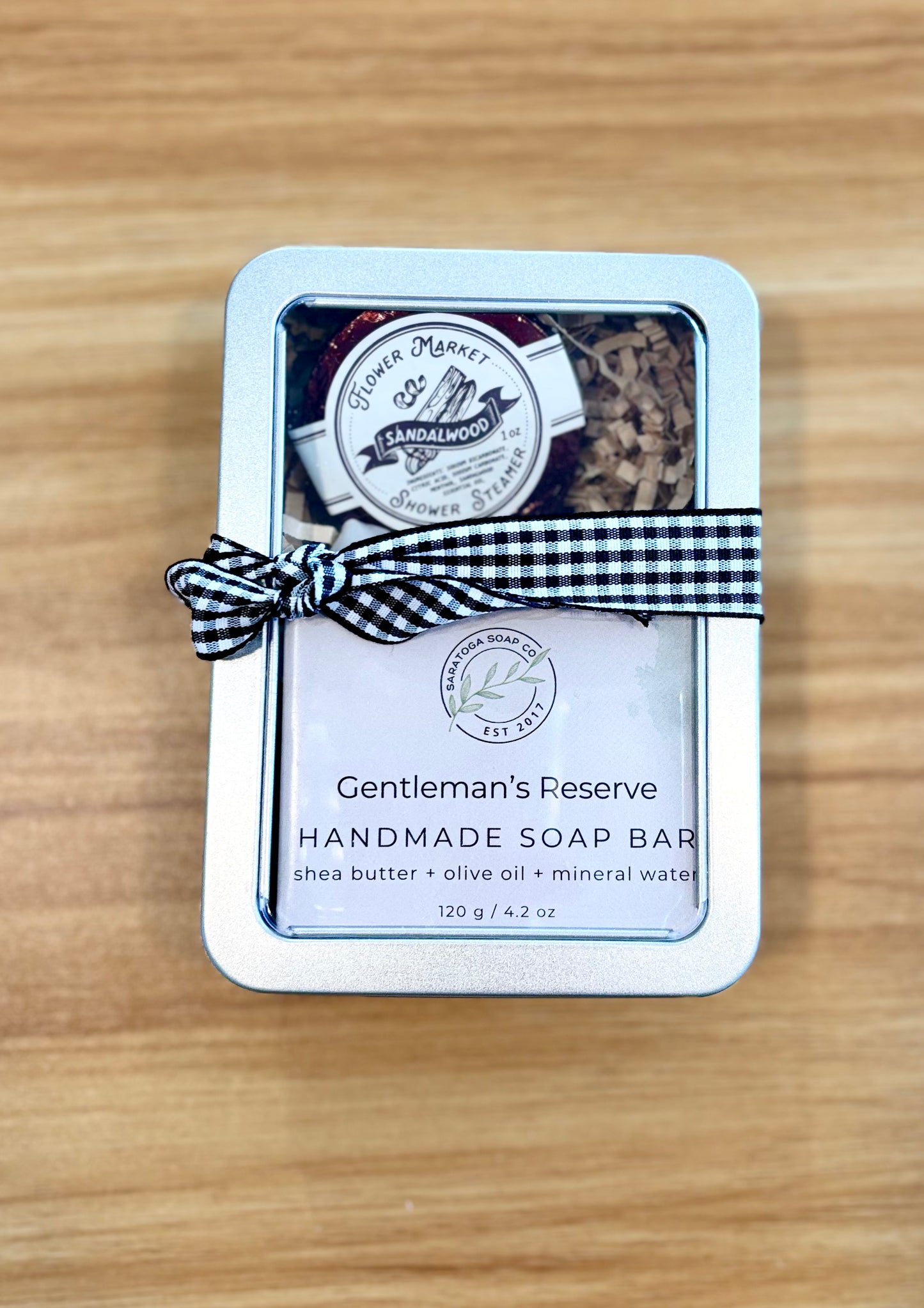 Handmade Soap & Shower Steamer Gift Set in Decorative Tin