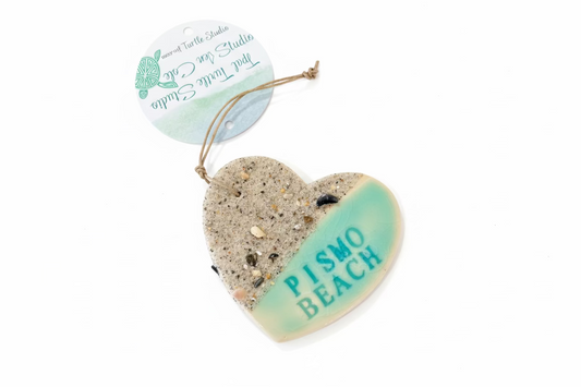 Sandy Hearts Ceramic Pismo Beach Lovers Ornament
