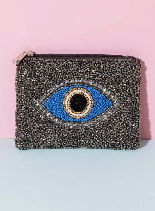 Evil Eye Seeded coin purse