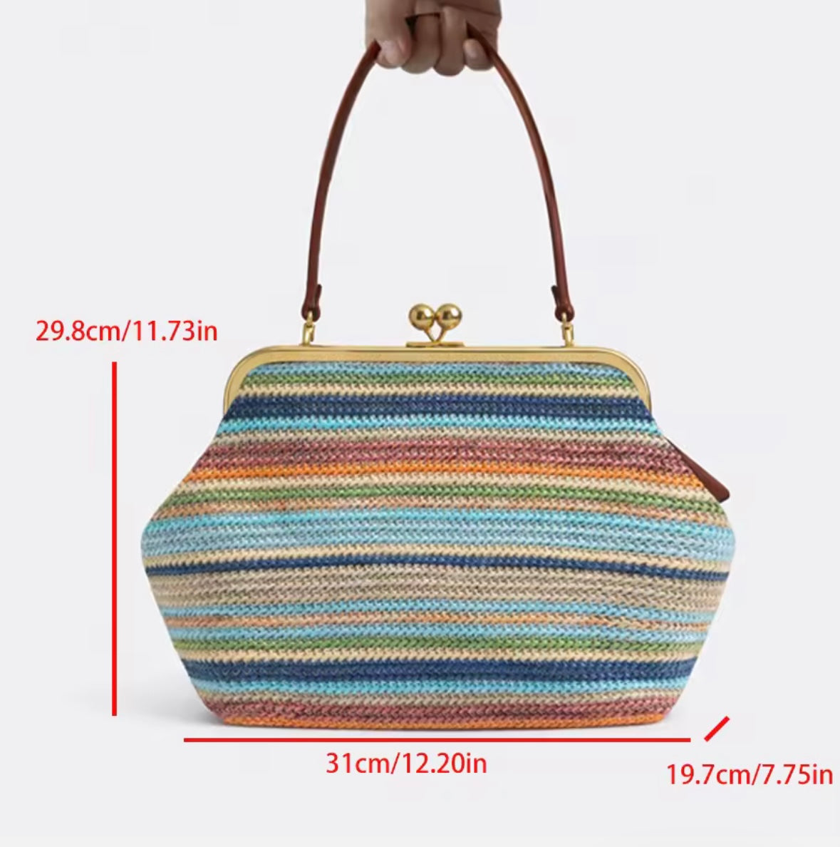 Vintage Woven Purse Shoulder Bag | Retro Frame Handbag