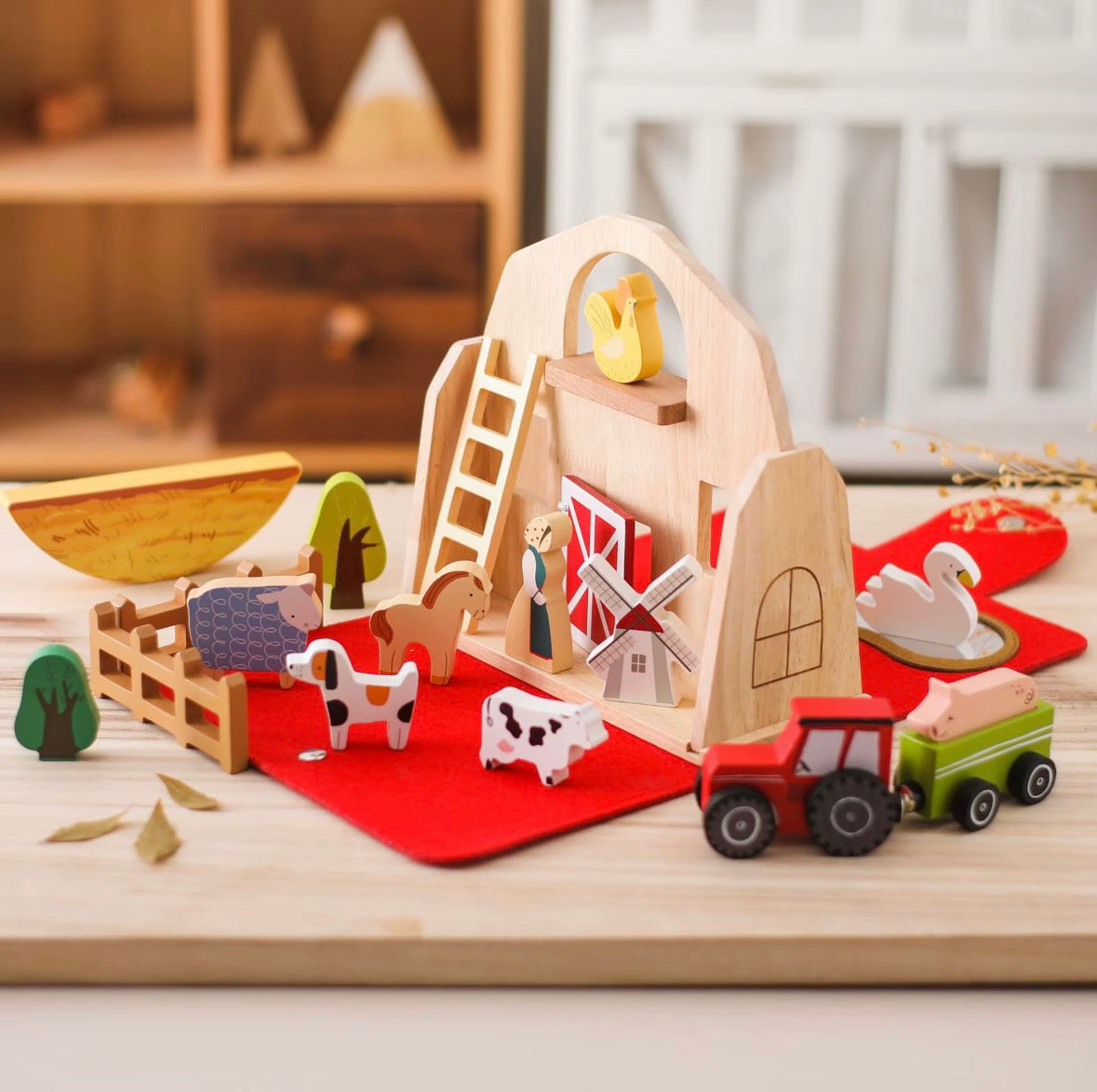 Wooden Farm Toy Set - Montessori Inspired