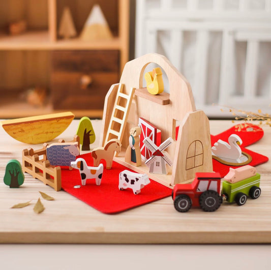 Wooden Farm Toy Set - Montessori Inspired
