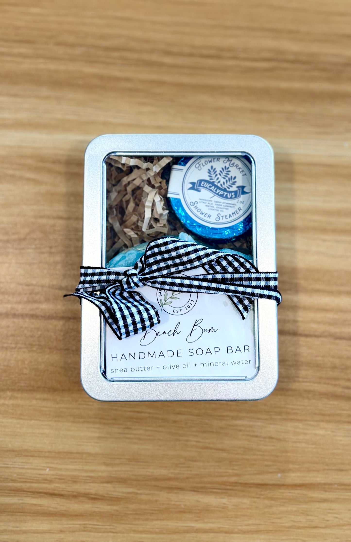 Handmade Soap & Shower Steamer Gift Set in Decorative Tin
